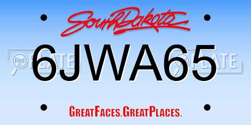 6JWA65 South Dakota License Plate