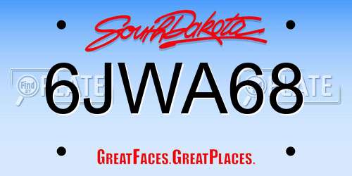 6JWA68 South Dakota License Plate