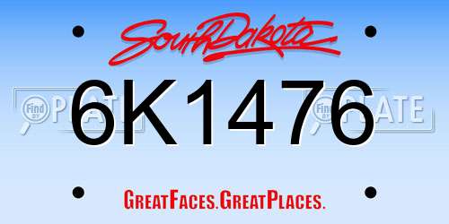 6K1476 South Dakota License Plate