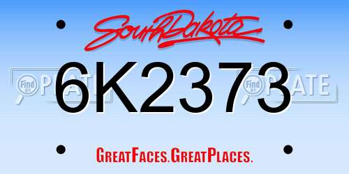 6K2373 South Dakota License Plate