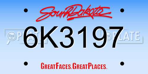 6K3197 South Dakota License Plate
