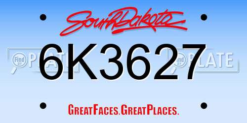 6K3627 South Dakota License Plate