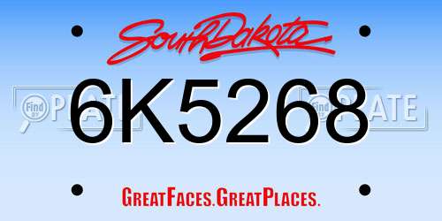 6K5268 South Dakota License Plate