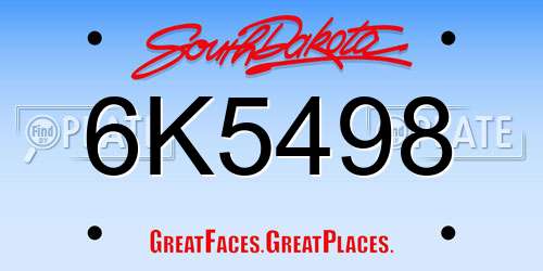 6K5498 South Dakota License Plate