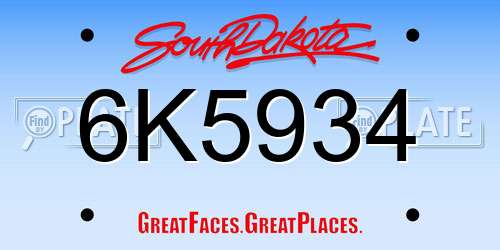 6K5934 South Dakota License Plate