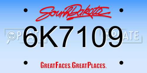 6K7109 South Dakota License Plate