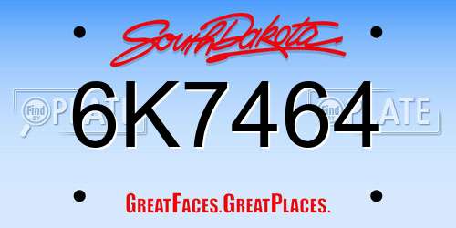 6K7464 South Dakota License Plate