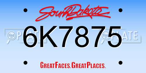 6K7875 South Dakota License Plate