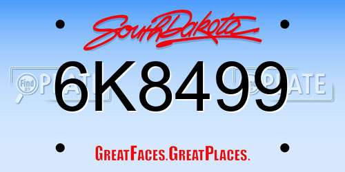 6K8499 South Dakota License Plate