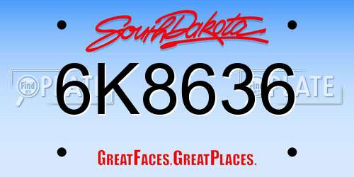6K8636 South Dakota License Plate