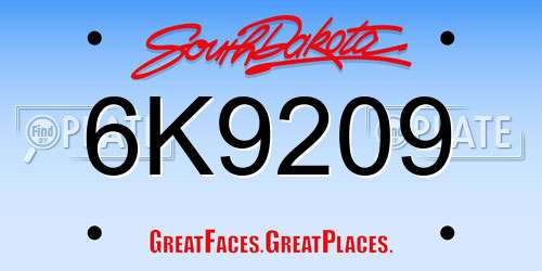 6K9209 South Dakota License Plate