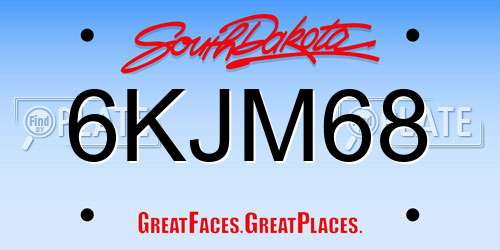 6KJM68 South Dakota License Plate