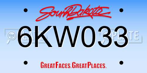 6KW033 South Dakota License Plate