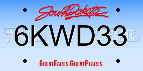 6KWD33 South Dakota License Plate