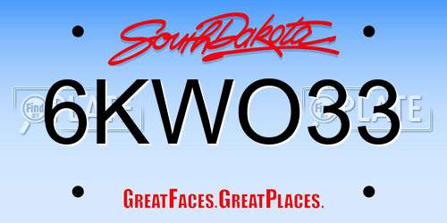 6KWO33 South Dakota License Plate