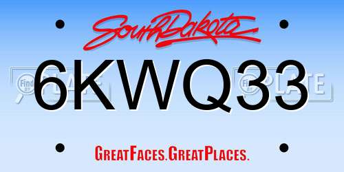 6KWQ33 South Dakota License Plate