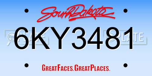 6KY3481 South Dakota License Plate