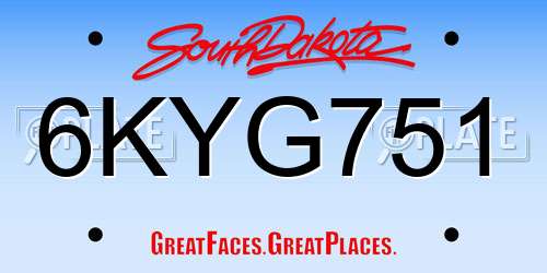 6KYG751 South Dakota License Plate