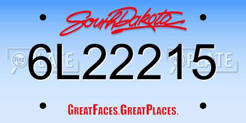 6L22215 South Dakota License Plate