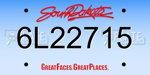 6L22715 South Dakota License Plate