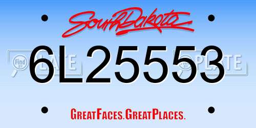 6L25553 South Dakota License Plate