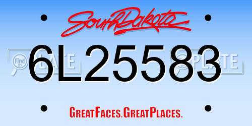 6L25583 South Dakota License Plate