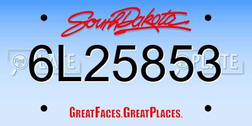 6L25853 South Dakota License Plate