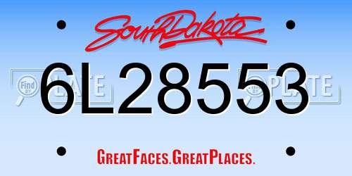 6L28553 South Dakota License Plate