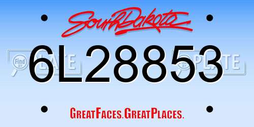 6L28853 South Dakota License Plate