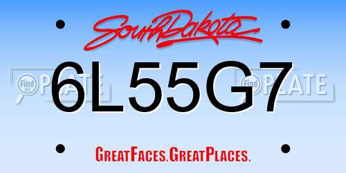 6L55G7 South Dakota License Plate