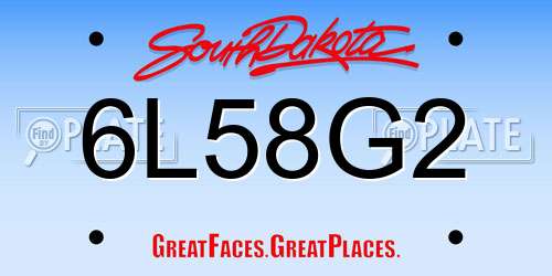 6L58G2 South Dakota License Plate