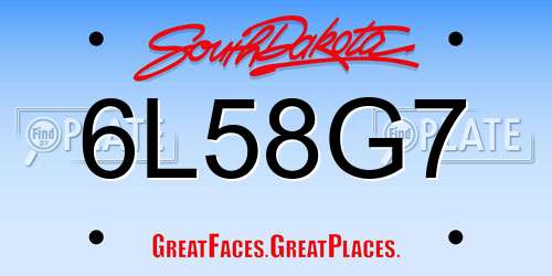 6L58G7 South Dakota License Plate