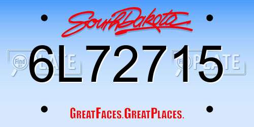 6L72715 South Dakota License Plate