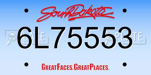 6L75553 South Dakota License Plate