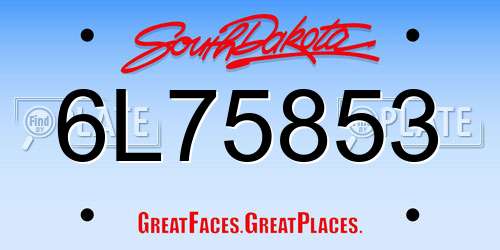 6L75853 South Dakota License Plate