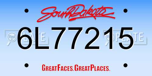 6L77215 South Dakota License Plate