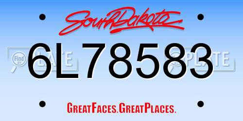 6L78583 South Dakota License Plate
