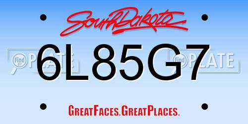 6L85G7 South Dakota License Plate