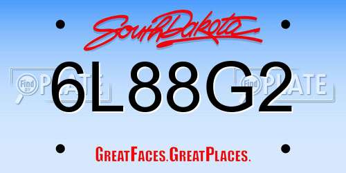 6L88G2 South Dakota License Plate