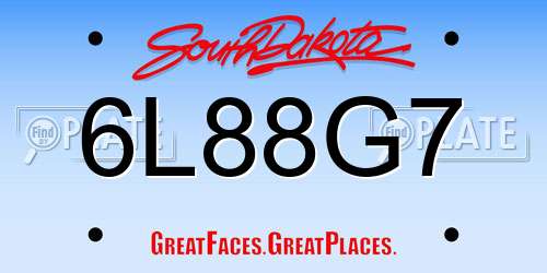 6L88G7 South Dakota License Plate