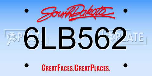 6LB562 South Dakota License Plate