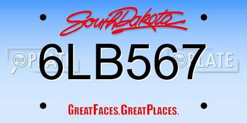 6LB567 South Dakota License Plate
