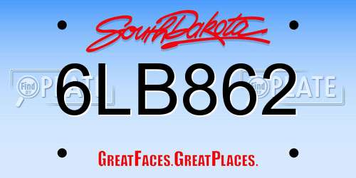 6LB862 South Dakota License Plate
