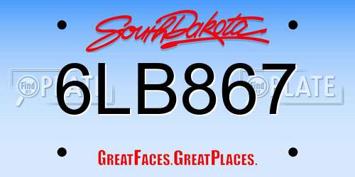 6LB867 South Dakota License Plate