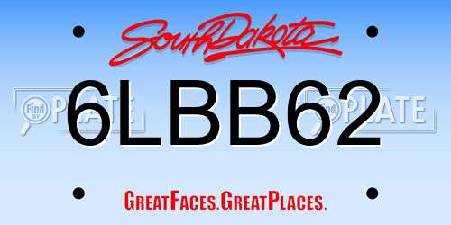 6LBB62 South Dakota License Plate