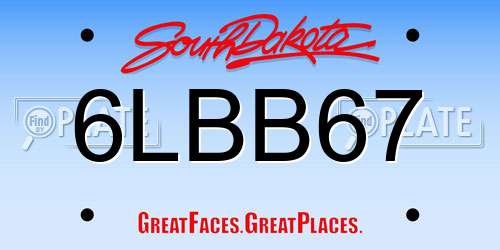 6LBB67 South Dakota License Plate