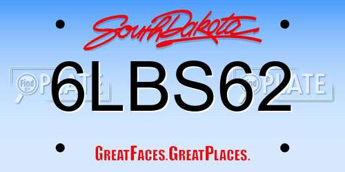 6LBS62 South Dakota License Plate