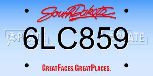 6LC859 South Dakota License Plate