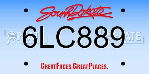6LC889 South Dakota License Plate