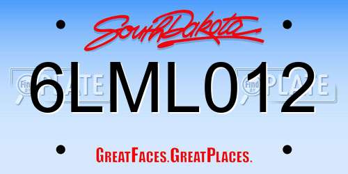6LML012 South Dakota License Plate